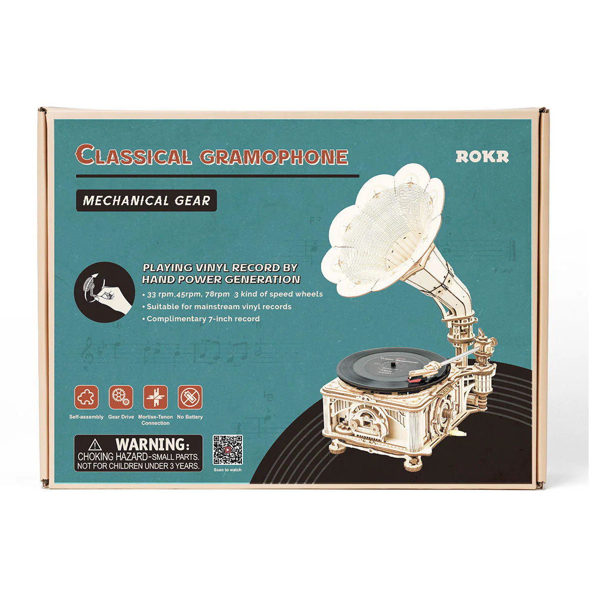 ROKR DIY Crank Classic Gramophone
