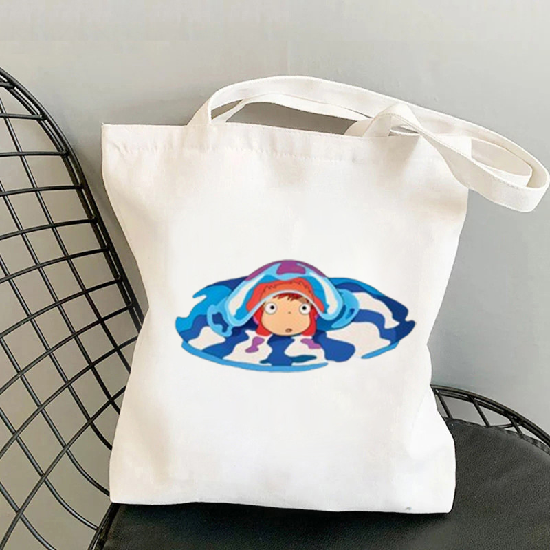 Ponyo On The CliffNo Canvas Tote Bag, Shoulder Tote Bag, Shopping Bag