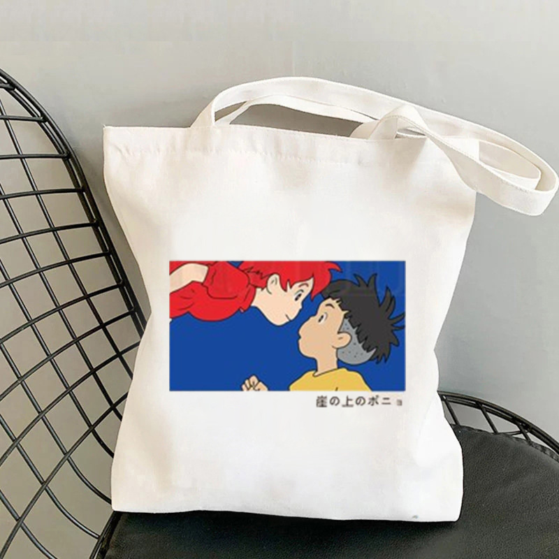 Ponyo On The CliffNo Canvas Tote Bag, Shoulder Tote Bag, Shopping Bag