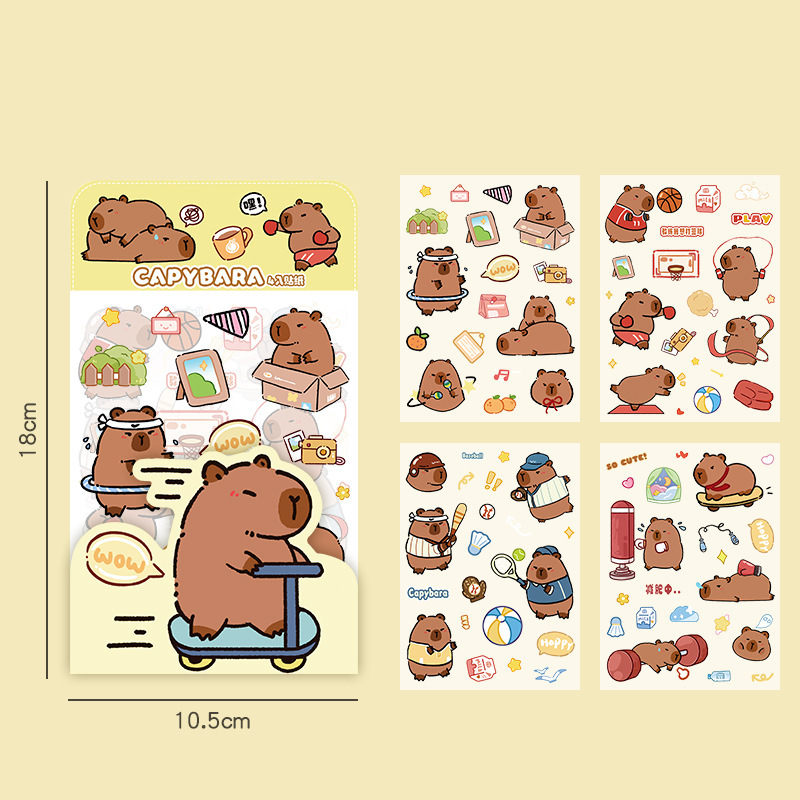 Capybara Everyday Life Sticker, water bottle laptop 6 sheets