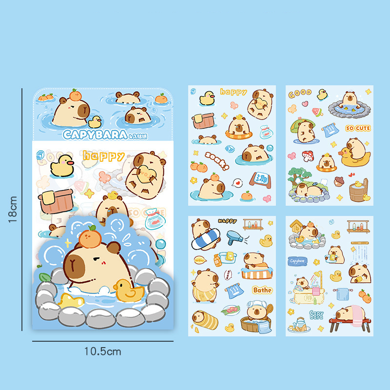 Capybara Everyday Life Sticker, water bottle laptop 6 sheets