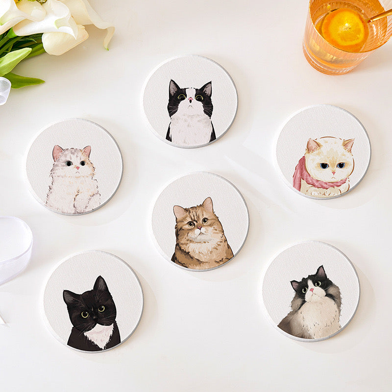 Diatomite Coasters ——Cute animal Cat Lover and Dog Lover Housewarming Gift Mug Accessory