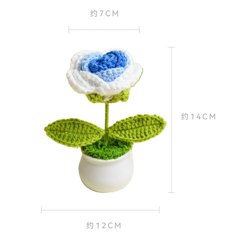 Crochet Flower, Hand Made Last Forever, Love One, Best Gift for Boys and Girls Desktop Figure