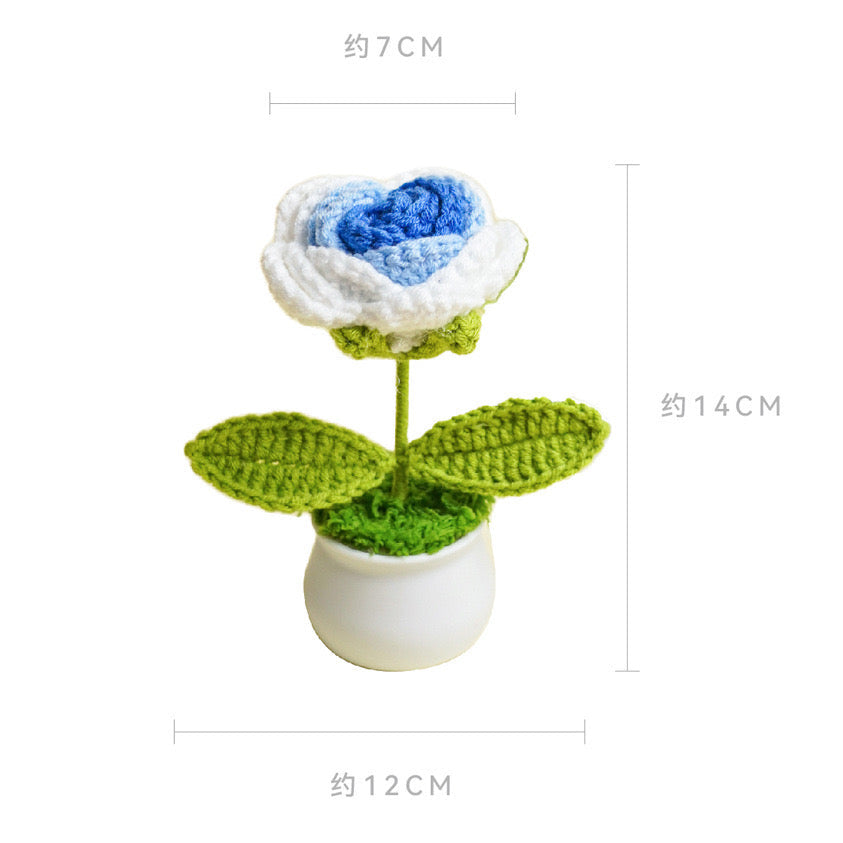 Crochet Flower, Hand Made Last Forever, Love One, Best Gift for Boys and Girls Desktop Figure