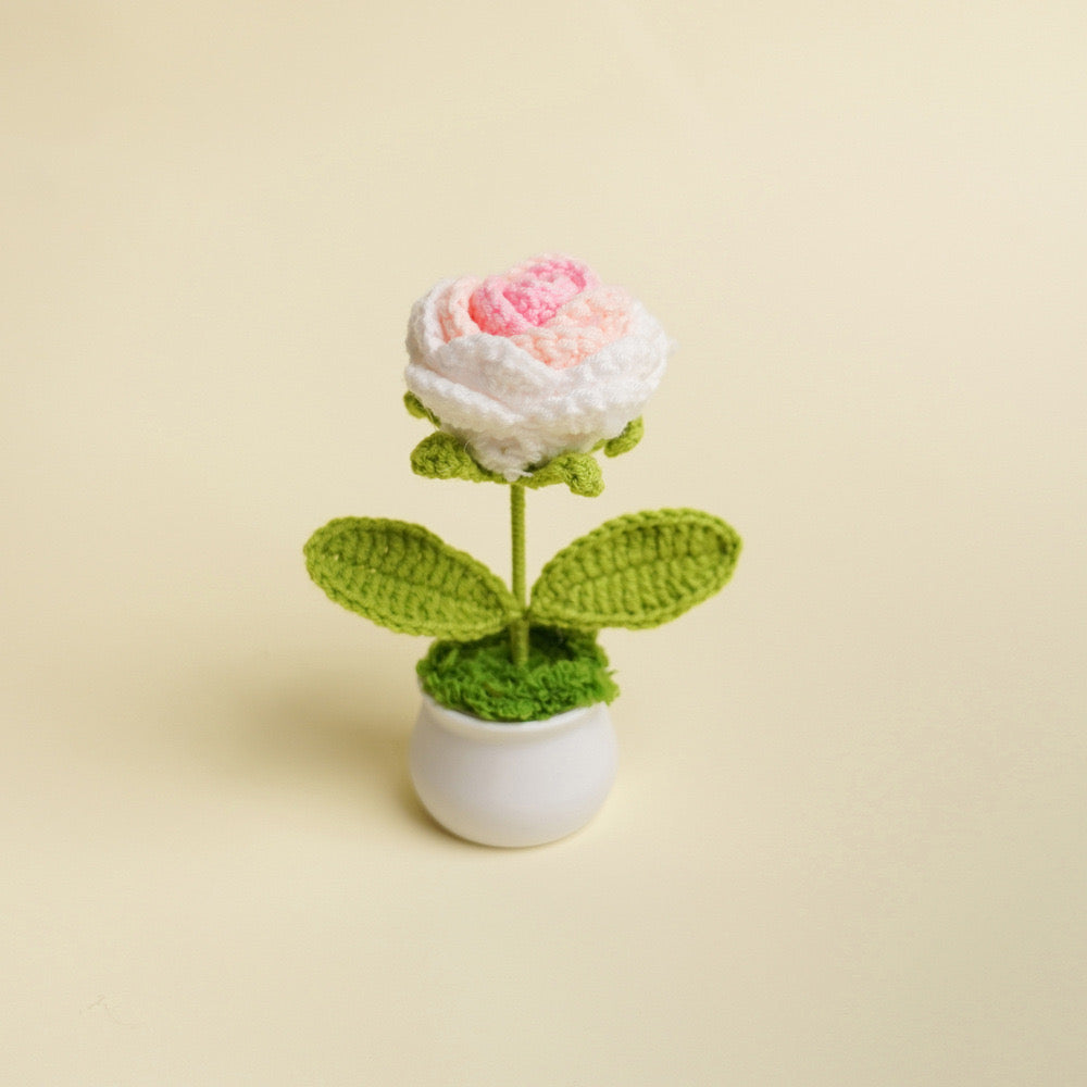 Crochet Flower, Hand Made Last Forever, Love One, Best Gift for Boys and Girls Desktop Figure