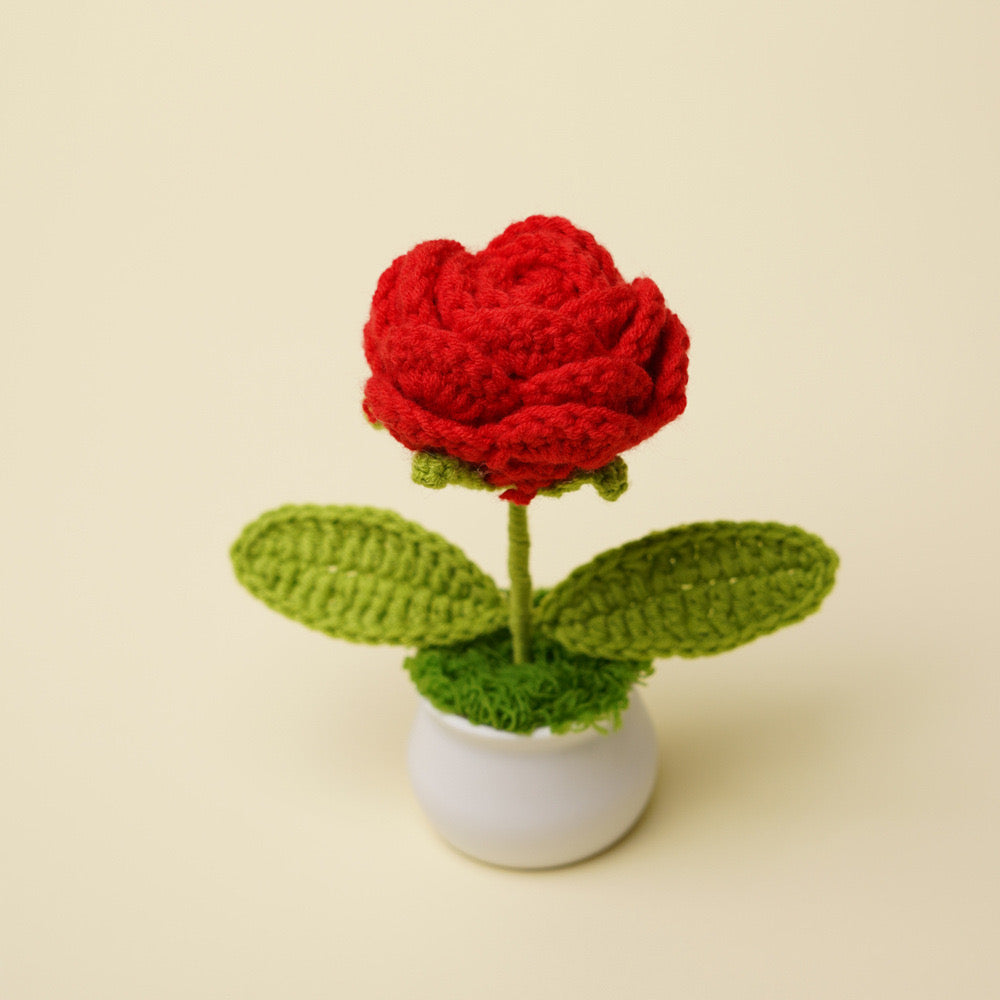 Crochet Flower, Hand Made Last Forever, Love One, Best Gift for Boys and Girls Desktop Figure