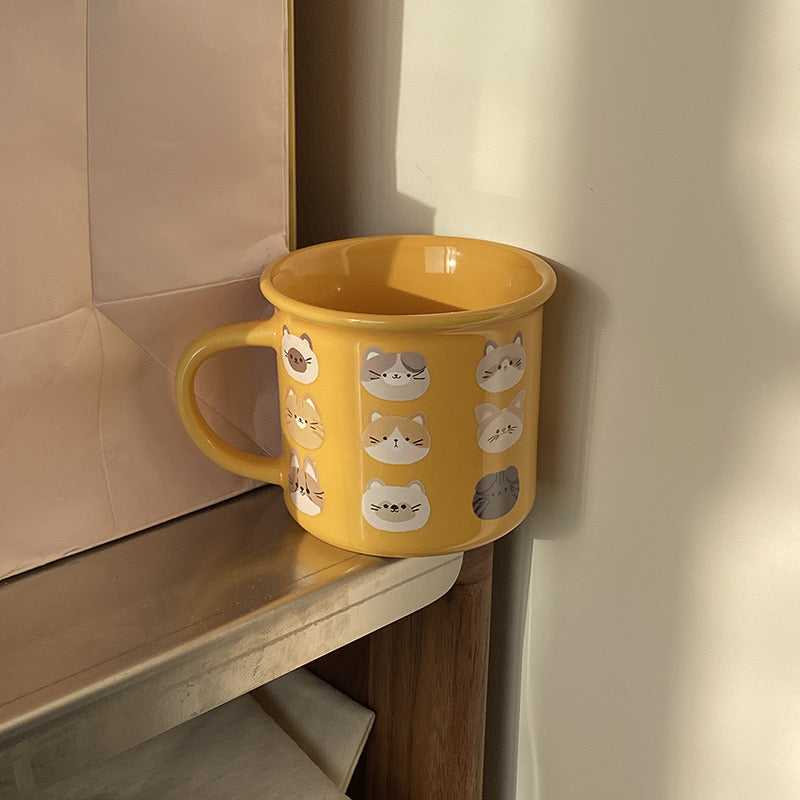 Yellow Cat Mug Cup Cat Lover Cute Gift Boy and Girls Housewarming