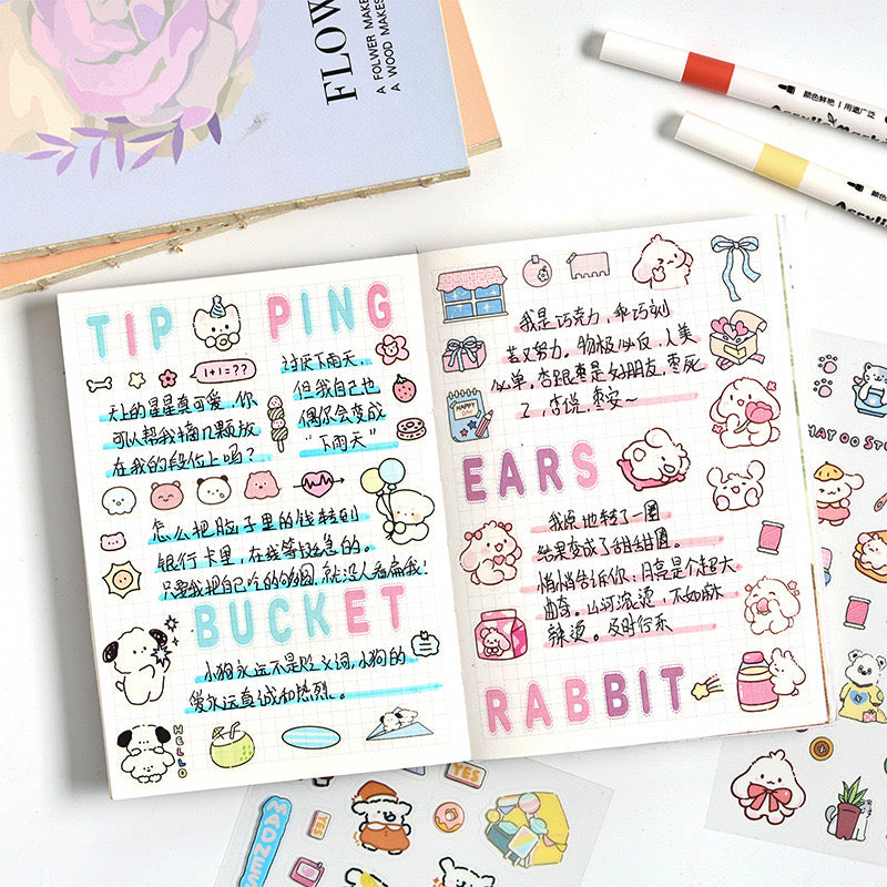 Cute Dog Animals Stickers Stationery Journal Diary Decorations Gifts School