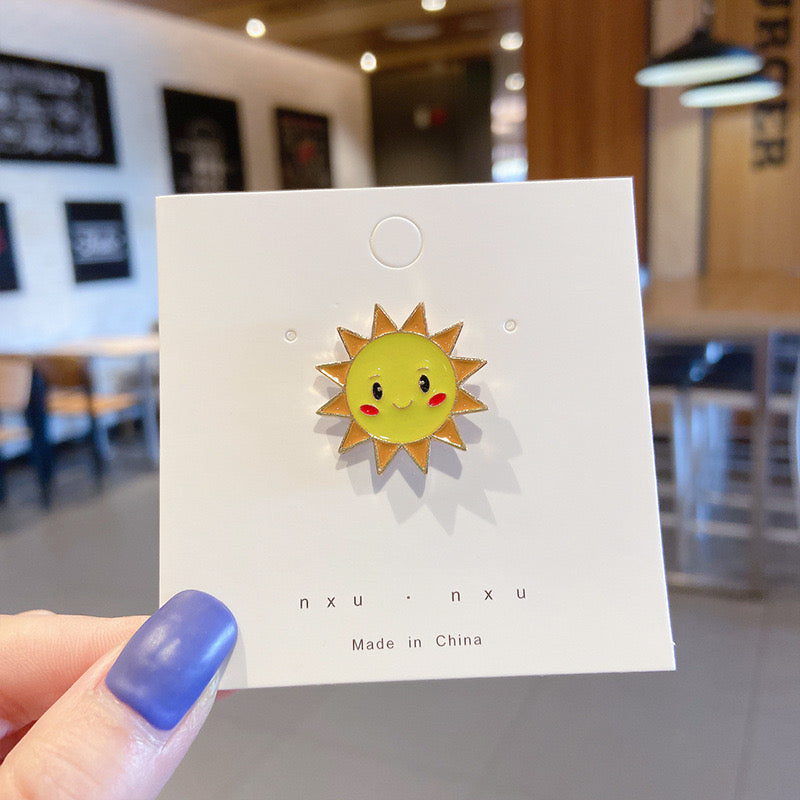 Metal Pins Sun Cute Decoration and For Bag