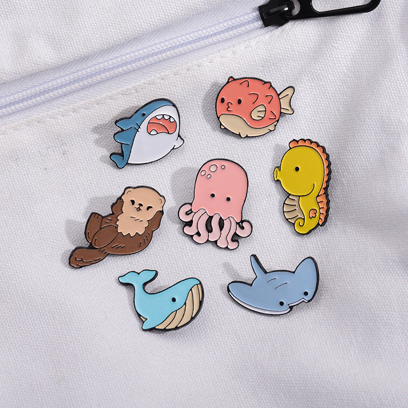 Shark Whale Sea Animal Fish Pins Gift for Boys and Girls