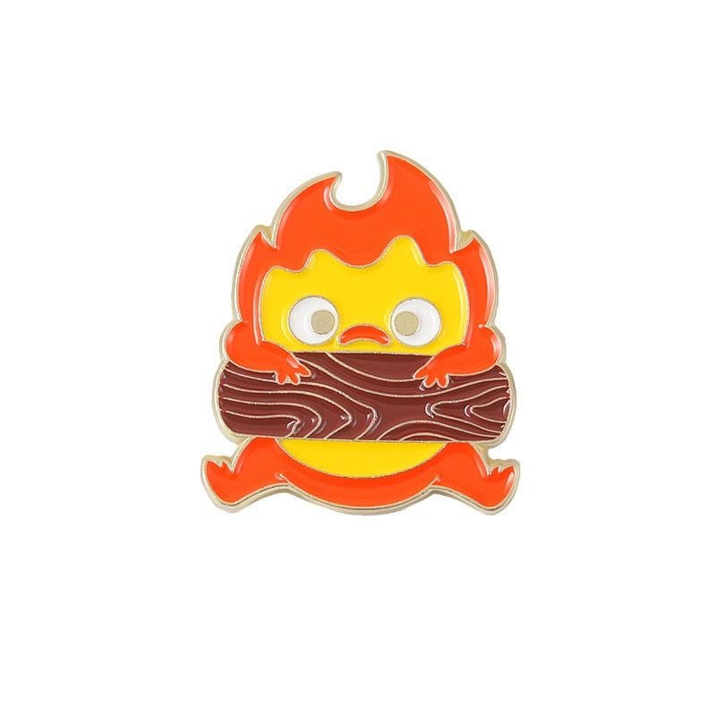 Ghibli Lover Metal Pins Cute Gift Decoration Moving Castle Fire