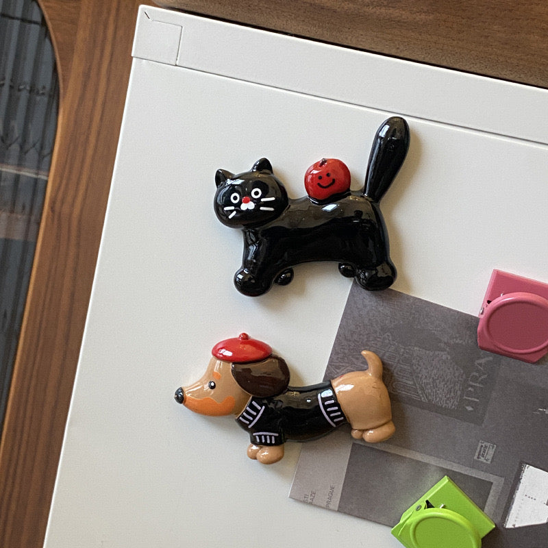 Fridge Magnet Curte Cat and Dog Cat lover