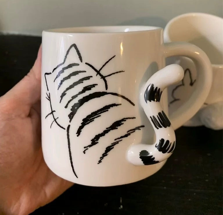 Cute Cat Tail Mug Cup Cat Lover Gift Housewarming Girl and Boy High Quality