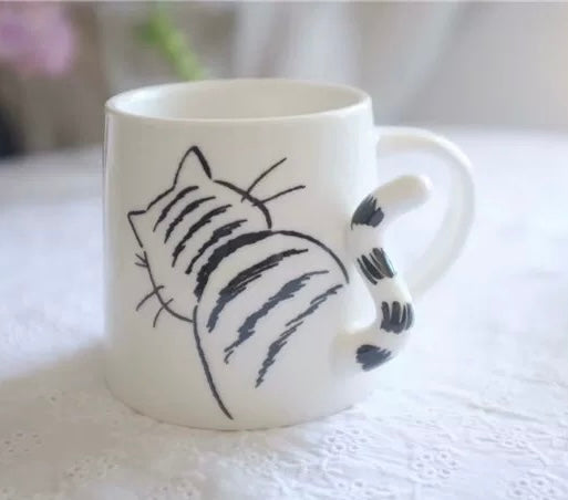 Cute Cat Tail Mug Cup Cat Lover Gift Housewarming Girl and Boy High Quality