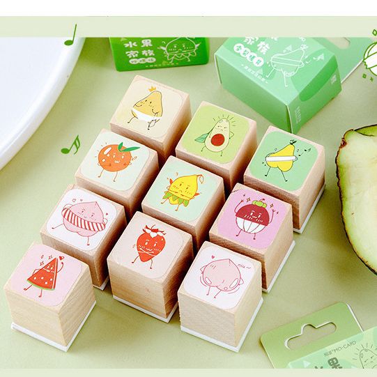 Kawaii Fruit Stamps, Neat and Detailed, Crafting Decoration, Wooden Stamp