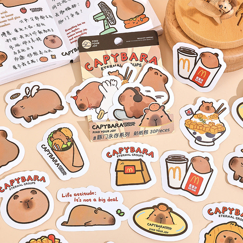 Capybara Eternal Groups Sticker, water bottle laptop stickers 30 pcs