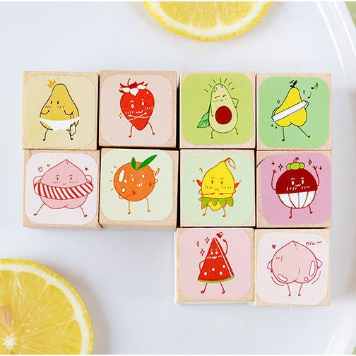 Kawaii Fruit Stamps, Neat and Detailed, Crafting Decoration, Wooden Stamp