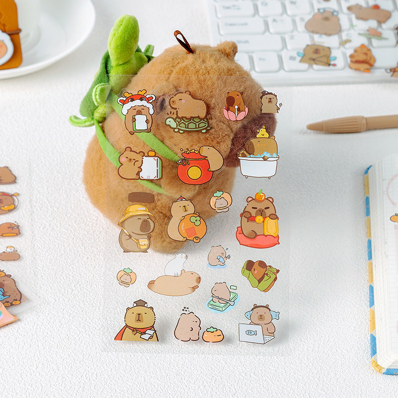 Funny Capybara Sticker Set, 6 Sheets, Water bottle Laptop Sticker