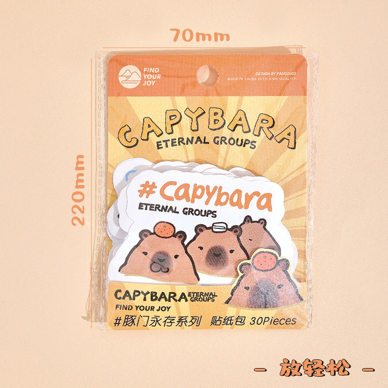 Capybara Eternal Groups Sticker, water bottle laptop stickers 30 pcs