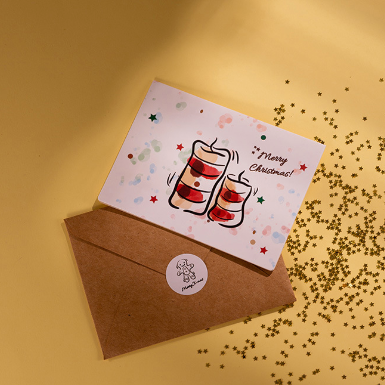 Christmas Cute Greeting Card, 6x4 Inches with Envelope, Share the Happiness