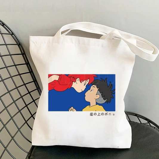 Ponyo On The CliffNo  Canvas Tote Bag, Shoulder Tote Bag, Shopping Bag