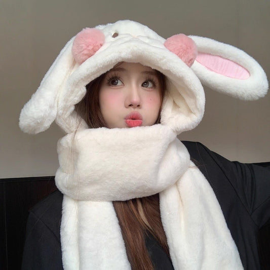 Plush Hooded Scarf Cute Style