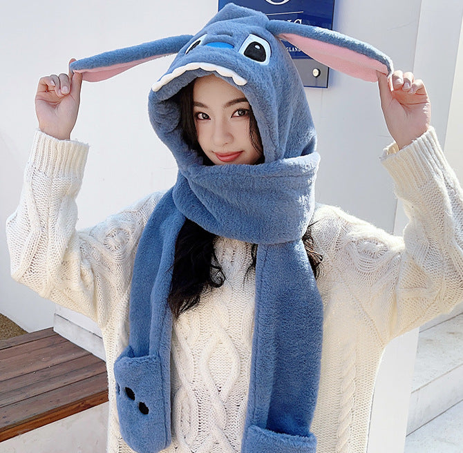 Plush Hooded Scarf Cute Style