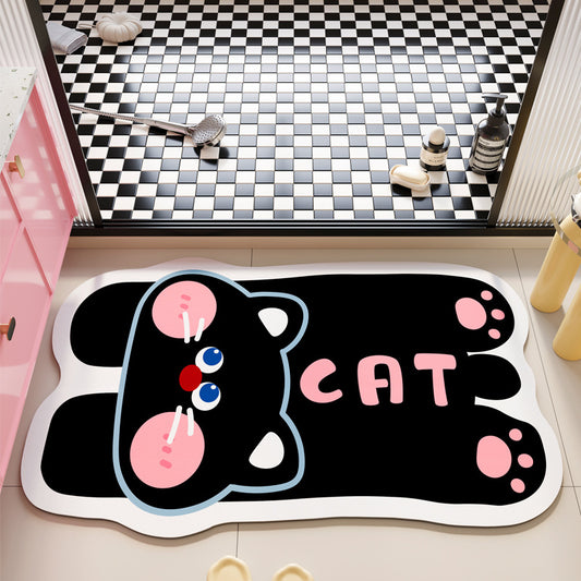 BLACK CAT CUTE BATHROOM MAT CAT LOVER