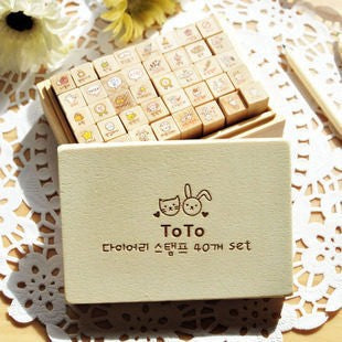 Mini Korean Stamp Sets, Cute Emoji, Wooden Stamps, Crafting Bestie