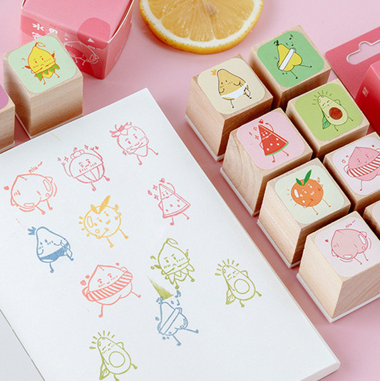 Kawaii Fruit Stamps, Neat and Detailed, Crafting Decoration, Wooden Stamp