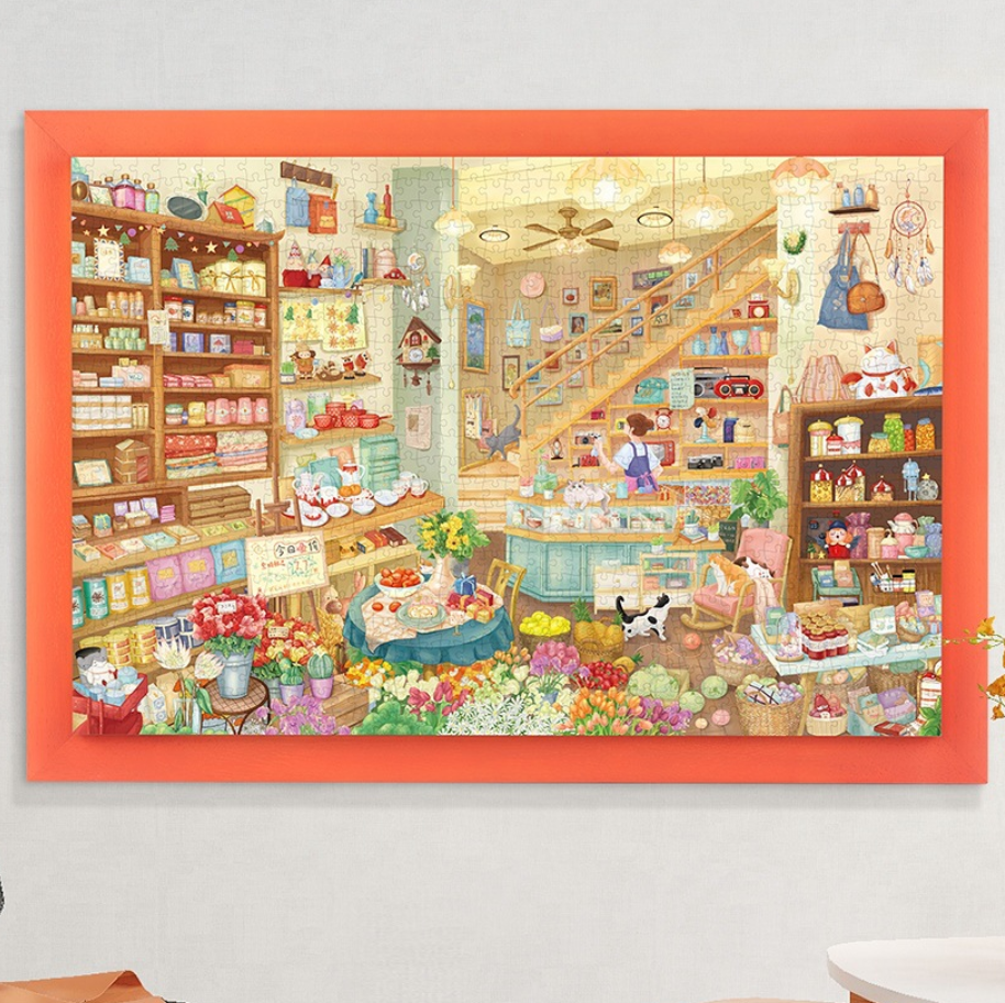 1,000-Piece "Little Town Shop" Multilingual Jigsaw Puzzle – Shop Puzzle for Adults & Teens