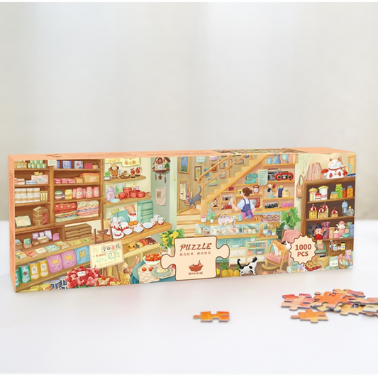 1,000-Piece "Little Town Shop" Multilingual Jigsaw Puzzle – Shop Puzzle for Adults & Teens